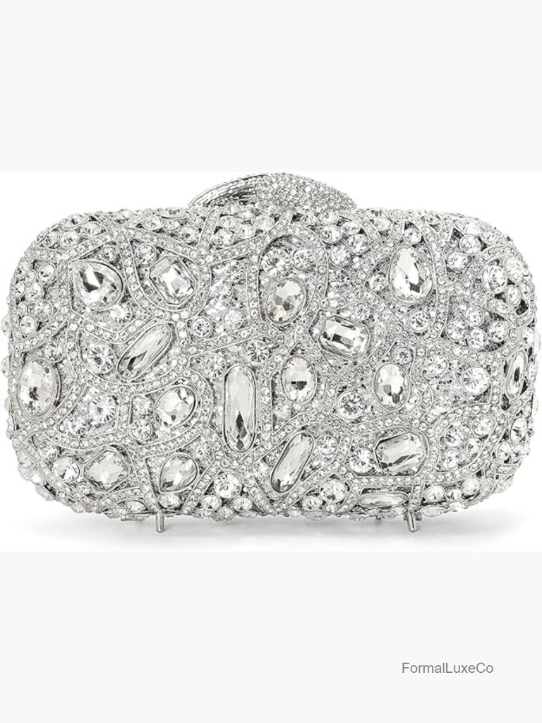 Luxury Crystal Rhinestone Clutch Evening Bag With Detachable Chain